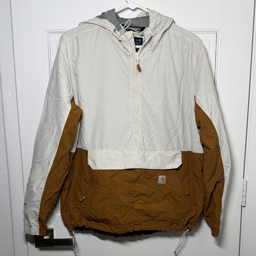 Carhartt White and Brown Hooded Pullover